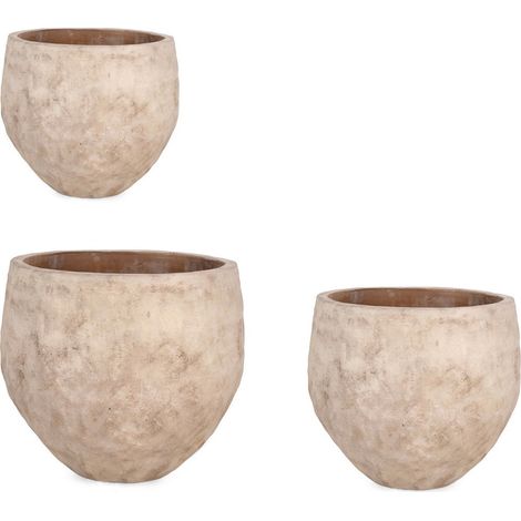Vasi "Minh" struttura alta in terracotta smaltata per esterno set da 3 (1/2)