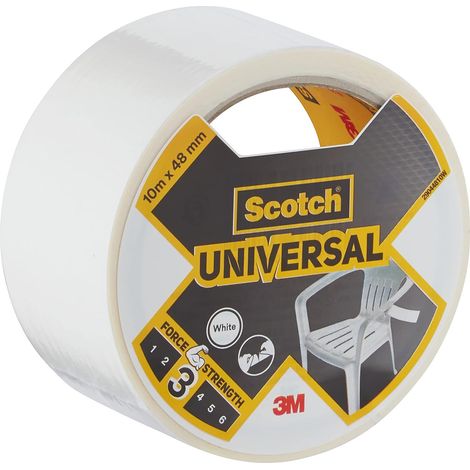 Toile de Réparation UNIVERSAL - Blanc, 1 Rouleau, 10 m x 48 mm - Ruban Adhésif, Usage Intérieur, Adhérence Forte, Durable, Imperméable, pour des Réparations de Longue Durée (1/5)