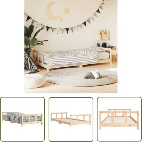 The Living Store Cadre de lit pour enfants 90x200 cm bois de pin massif - Lit Bébé - Lit Enfant - Meuble Enfant - Chambre D'enfant - Bois De Pin (1/5)