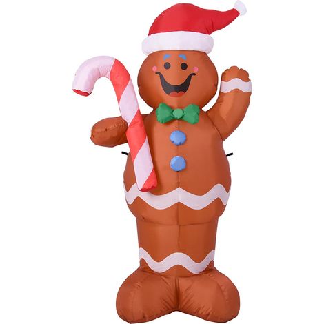 Gonfiabile Omino Marzapane Natale 150cm Luci LED Decorazioni Natalizie Esterno (1/5)