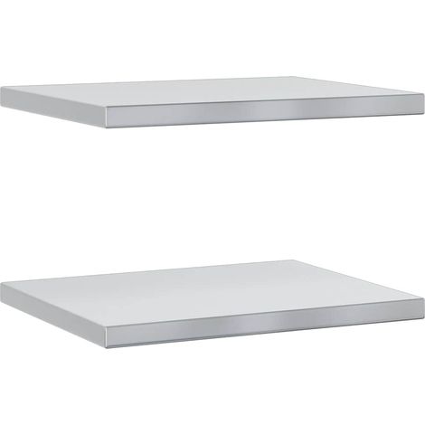 Étagères murales 2 pcs,Étagère flottante 50x40x3 cm argenté acier inoxydable CFW98666 (1/5)