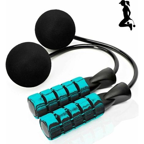 Corde à sauter sans corde, corde à sauter sans fil aveDeux balles lestées, corde à sauter d'intérieur sans fil à vitesse rapide et sans enchevêtrement pour le fitness (1/5)