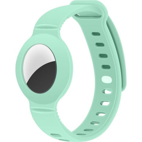 Grüne Silikonhülle für Apple AirTag, GPS-Armband für Kinder mit Diebstahlschutz, Schutzhülle für den AirTag-Ortungstracker, mit Silikon-Armband (1/5)