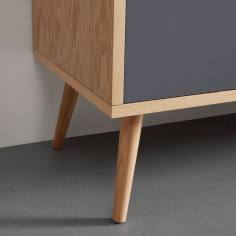 Mömax Sideboard Lena Grau/ Eichefarben Echtholz (1/5)