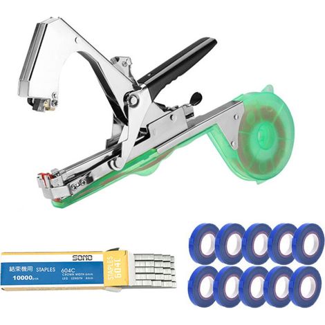 Binding Tape Tool for Plants, Tomato, Vegetable Stem Wrapping Branch Binding Machine, Manual Binding Machine, with Binding Machine Nails and Blue Tape (1/5)