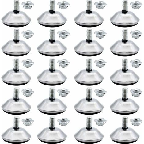 Lot de 20 pieds vérin M8 x 30 mm, avec écrou à griffes, pour meuble, chaise, table – DELKEVIC