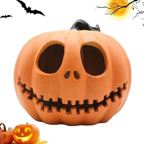 Halloween-Dekoration Kürbislaterne LED Hohllaterne Kerzenhalter Außendekoration Vintage (1/5)