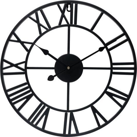 Round Vintage Style Metal Wall Clock, Silent, No Ticking, Battery Operated, 40 cm (1/5)