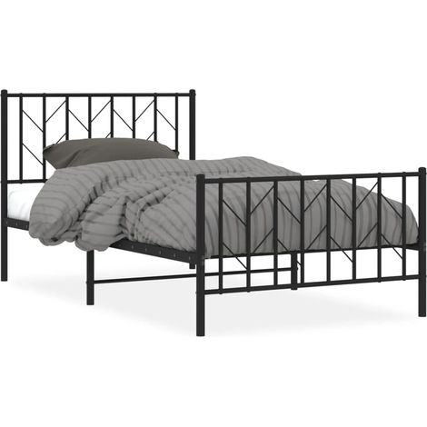 Maison Exclusive - Giroletto con Testiera e Pediera Metallo Nero 100x190 cm
