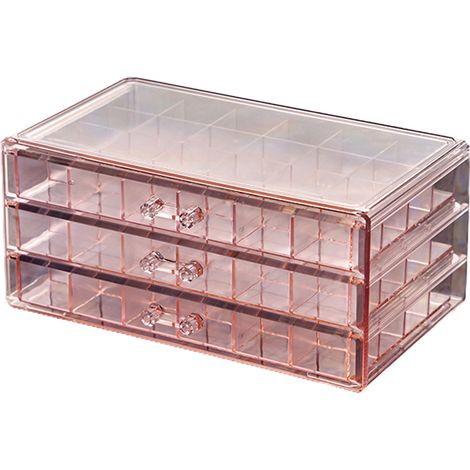 Boîte de rangement décorative à compartiments multiples, grande capacité, transparente, en PET, pour boucles d'oreilles. (1/5)