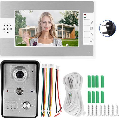 autres – Interphone vidéo filaire 7 pouces – Écran TFT – Vision nocturne infrarouge – Alimentation AC100-240V – Installation murale facile - 100-240VUK (1/5)