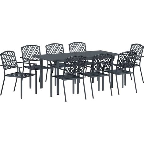 Maison Exclusive - Garten Essgruppe 9 pcs Anthrazit Pulverbeschic