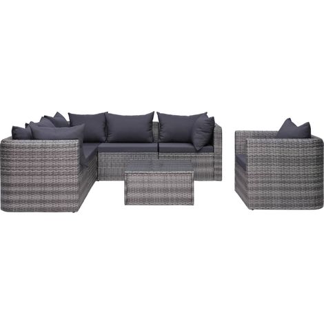 Maison Exclusive - 7-tlg. Garten-Sofagarnitur mit Polster&Kissen (1/5)