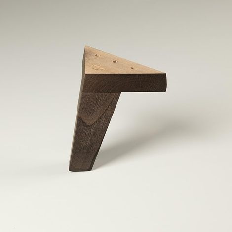 Pata de madera de haya Trípode 13 cm – Wengué – 1 unidad con tornillo rosca madera y fieltros, recambio para sofás, camas y muebles