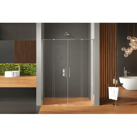 Porte de douche chrome coulissante 4 volets MALDIVES CHROME,Largeur: 170 cm , verre 8 mm (1/5)
