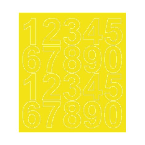 Autocollants chiffres 5 cm jaune brillant (1/2)