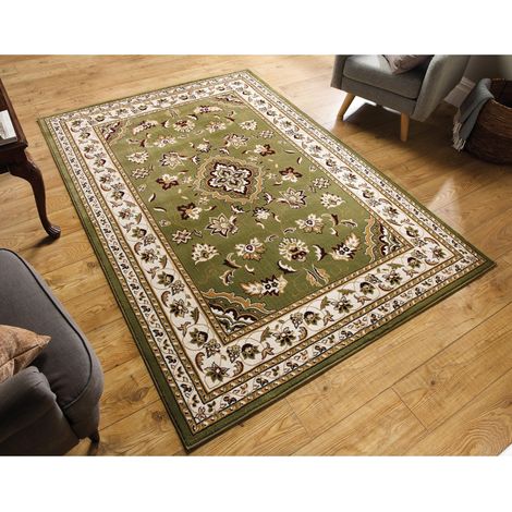 Traditional Sherborne Classic Bordered Rug in Green 160 x 230 cm (5'3"x7'7")