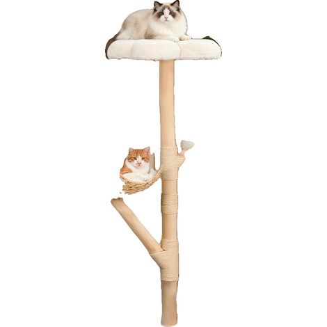 Katzenbaum, Mehrstöckiges Design, Sichere Materialien, Weiß (1/2)