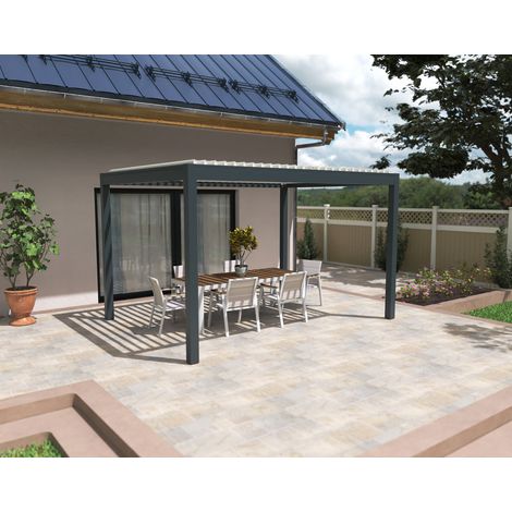 Pergola Bioclimatique Autoportante Motorisée Aluminium 4x3 Anthracite O ORIAL France (1/5)
