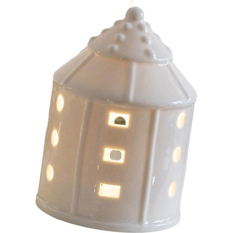 Maison de village miniature en porcelaine avec lumière LED - Figurine lumineuse en céramique - Décoration de bureau de Noël (1/5)