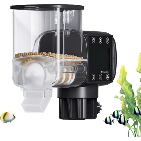 Distributeur Automatique de Nourriture pour Poissons Nourrisseur pour Poissons Autonome Alimenté par Piles avec Minuterie,Programmable avec Affichage Digital pour Voyage Maison Extérieur