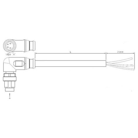 Câble de raccordement pour capteurs/actionneurs M8 mâle coudé, extrémités ouvertes Pôle: 3 TE Connectivity 2273008-3 1 (1/2)
