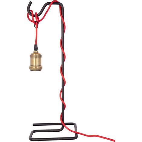 Lampada da tavolo Musium in ferro nero con cavo rosso a vista (1/3)