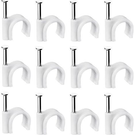 AMXCNOY 400er-Packung Stahl-Wandclips für Kabel – Verschiedene Ausführungen – Robust – Langlebig – Weiß – Rund – 400 x 6 mm – Kabelmanagement (1/4)