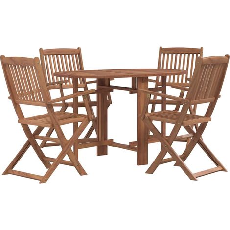 Set comedor de jardín plegable 5 piezas madera maciza de acacia vidaXL (1/5)