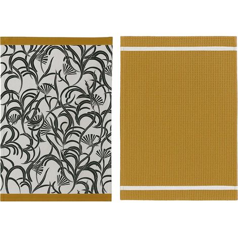 Lot de 2 torchons 50 x 70 cm Cuisine chic marron (1/2)