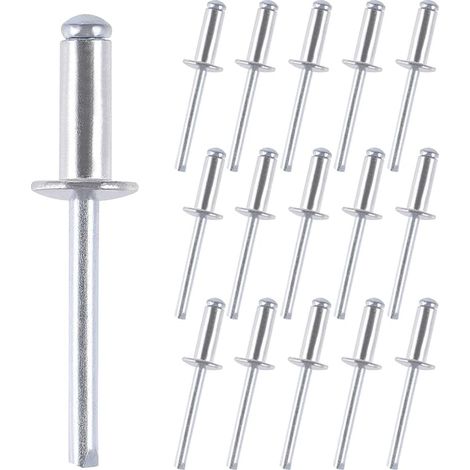 Rivets Aveugles, 4,8 x 16 mm Rivets Blanc Rivets Plaque Immatriculation pour Métal, Bois, Plastique (1/5)
