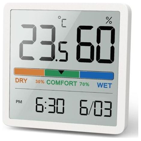 BUNTHAUS PA Aiperq Hygromètre Thermomètre d'intérieur, thermomètre numérique de bureau avec moniteur de température et d'humidité(Blanc) (1/5)