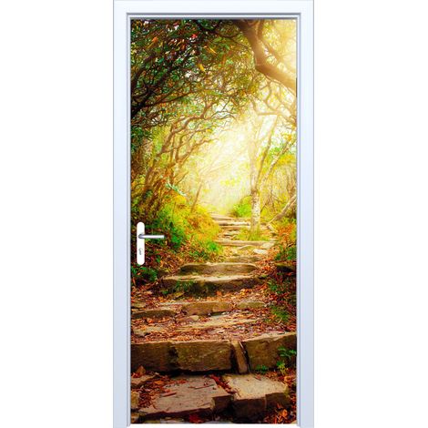 Adesivo per porta in tessuto con motivo "Rocky Road Through the Forest" (880PD)