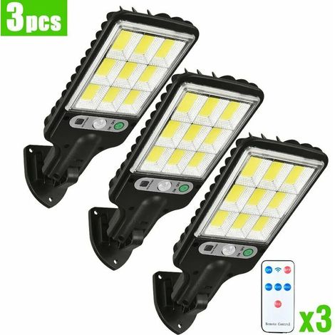 (Lot de 3 lampes COB 108) Lampes solaires d'extérieur 108 COB, applique murale avec télécommande, détecteur de mouvement, projecteur de sécurité, décoration pour garage et jardin (1/5)