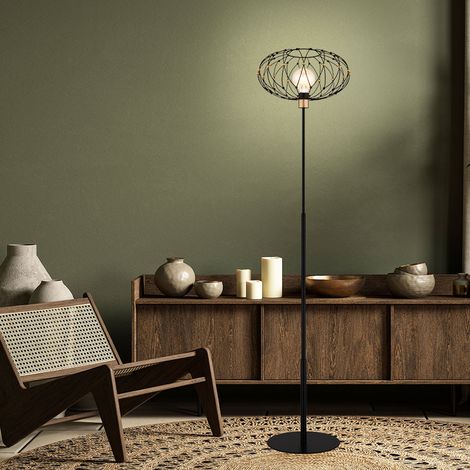 LED Stehlampe Standlampe Stehleuchte gold Wohnzimmerlampe 1 flammig Beistelllampe, Metallgeflecht, 1x LED 8W 1055lm, DxH 40x162 cm