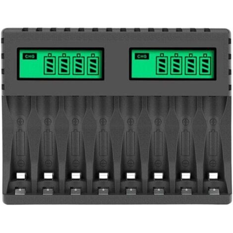 [JAMAIS UTILISÉ]Chargeur intelligent 8 emplacements avec écran LCD - Pour piles AA/AAA NiCd/NiMH rechargeables - Contrôle de charge précis (1/4)