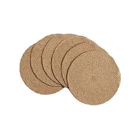 Runde Jute-Tischsets, 6er-Set, hitzebeständige, geflochtene Jute-Tischsets, Untersetzer, 30 cm Durchmesser, rutschfest, dick, für heiße Speisen (Jute, 30 cm)