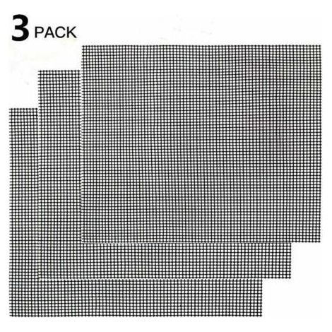 Grille de barbecue,Grille Barbecue Tapis de Cuisson Antiadhésif 3 Pièces - Feuille de Cuisson Réutilisable Résistante à la Chaleur de Gril, pour Le Barbecue D'intérieur et Extérieur (Noir, 42 (1/3)