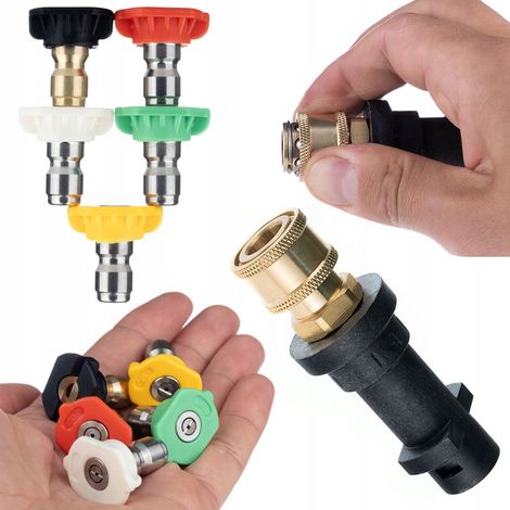 Set di Ugelli per Idropulitrice – Compatibile con Kärcher K2–K7  5 Ugelli (0°, 15°, 25°, 40°, Soap) + Adattatore Bayonet 1/4"  Max 200 BAR