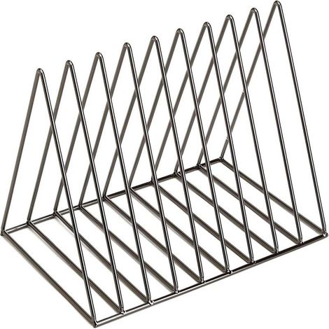 1 x Présentoir triangulaire pour disques vinyles, support métallique pour 60 disques, rangement magazines et CD, design minimaliste noir (1/5)