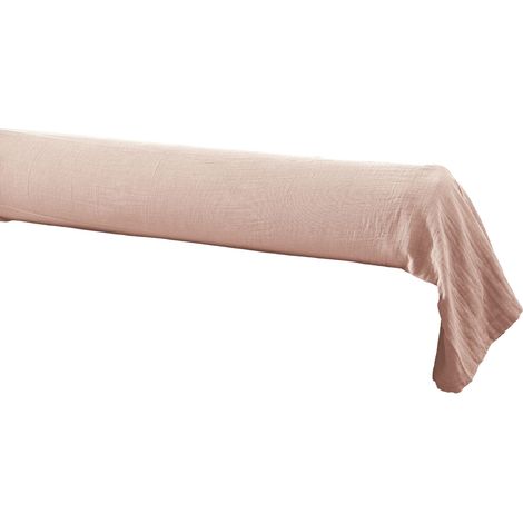Taie de traversin Gaze de coton 85x185 GAIA coloris Rose Guimauve