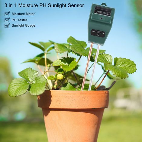 Testeur 3-en-1 pour Sol : pH, Humidité et Luminosité pour Jardin, Plantes et Fleurs