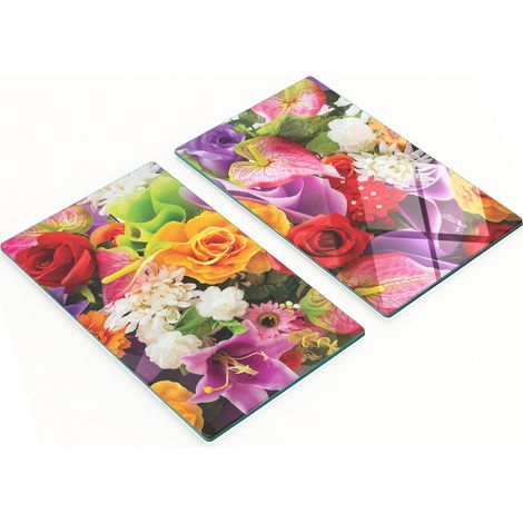 Tavole decorative multifunzionali da cucina in legno temperato con motivo floreale, 2x30x52 cm (1/5)