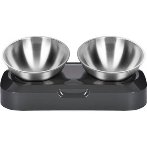 Gamme de Gamelles Surélevées en Acier Inoxydable pour Chien et Chat - JINFGERNE - Set de 2 Bols de 400ml, Antidérapants, Faciles à Nettoyer et Réglables