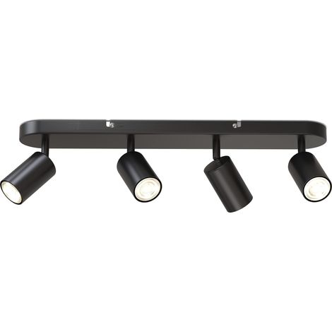 Spot LED 4 lampes - orientables et pivotants - noir - 4xGU10 sans ampoules - IP20 - B.K.Licht (1/5)