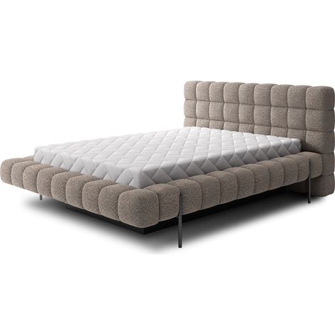 Lit avec coffre de rangement Kopa prestige – Revêtement tissu capitonné-Marron clair-160x200 (1/5)