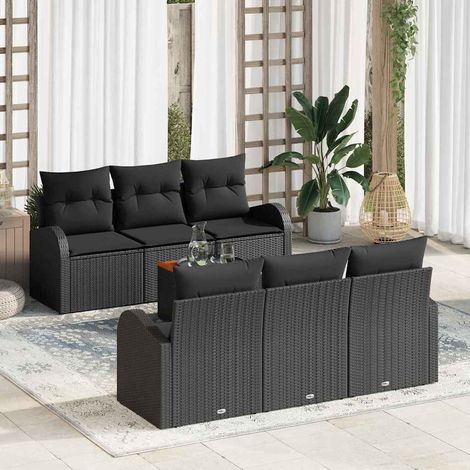 Teenpull – Gartensofa-set 7 Stk. Schwarz Poly-Rattan (1/5)