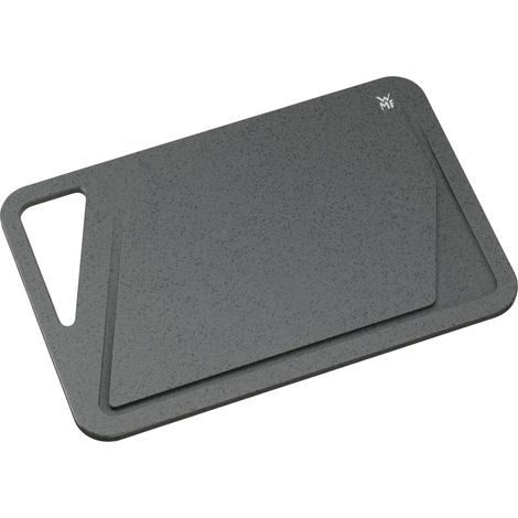 Planche à découper 45 x 30 cm, rectangulaire, en plastique, planche à découper avec rainures pour jus, poignée pratique, passe au lave-vaisselle, n'abîme pas les lames (1/5)