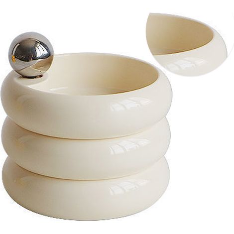 Boîte à bijoux rotative en mélamine, multifonctionnelle, à plusieurs niveaux, organiseur de bijoux de bureau, porte-boucles d'oreilles et colliers, blanc laiteux (1/5)