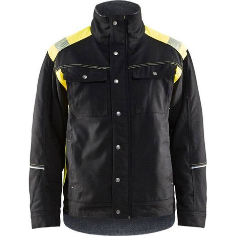Giacca da lavoro artigianale foderata dettagli fluorescenza 4915 - Nero/Giallo fluorescente L (1/5)